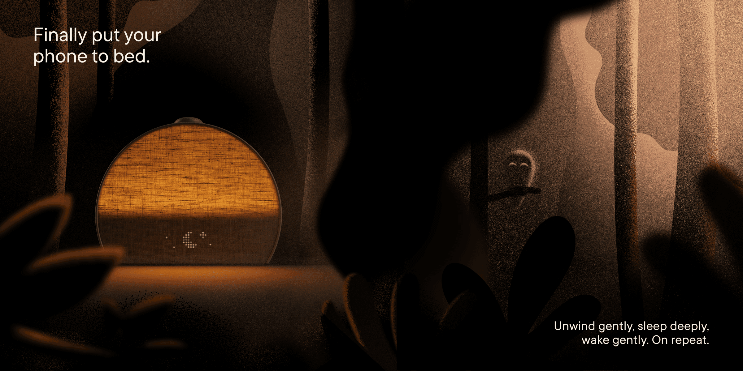 Stylized Restore 3 on a table text: finally put your phone to bed