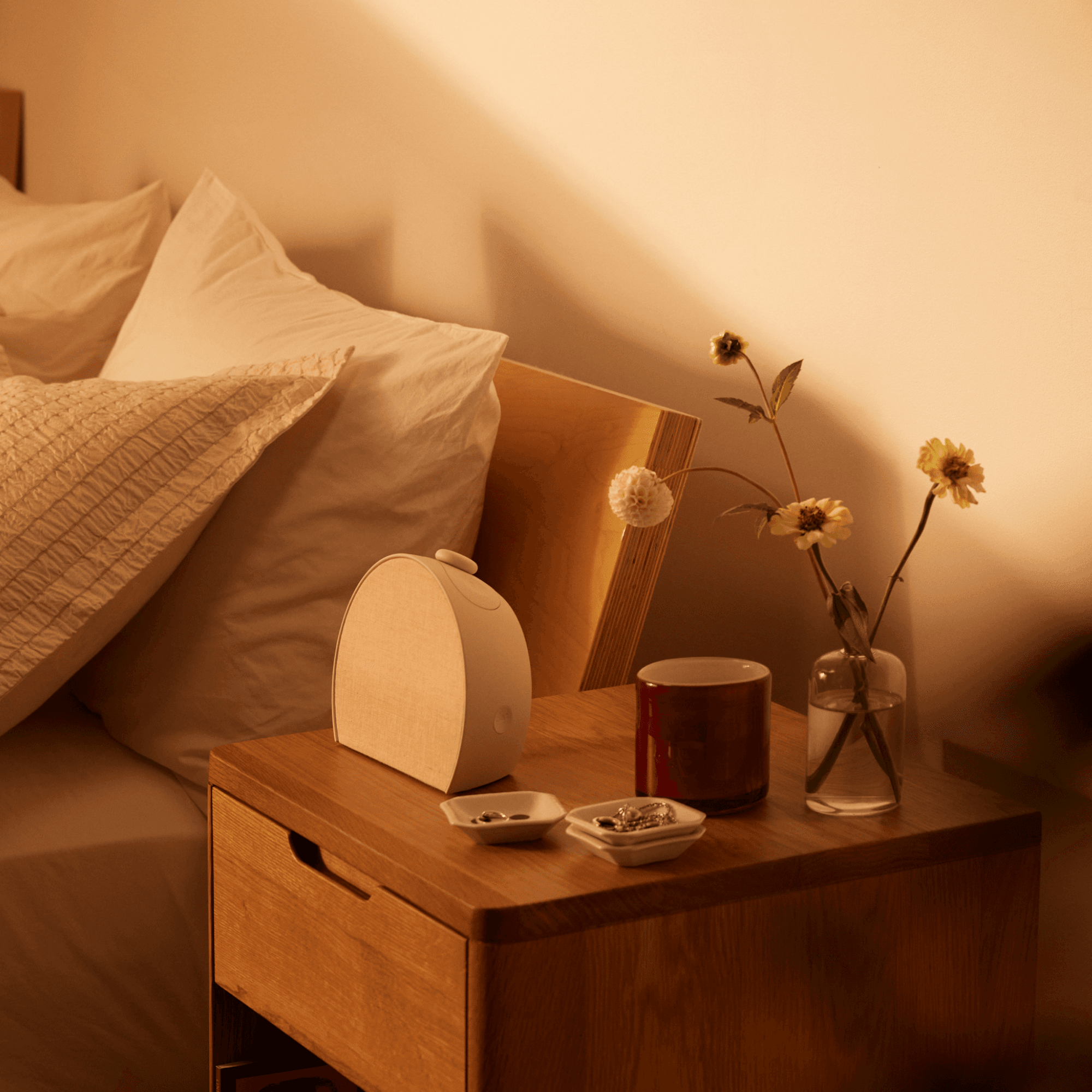 Restore 3 on a bedside table